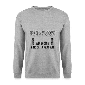 Physios Massage Physiotherapie - Unisex Pullover - Weißgrau meliert - Vorne - Alina (178cm) & Michal (187cm)