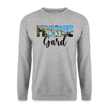 Souvenir Voyage Gard France - Unisex Sweatshirt - salt & pepper - Front - Alina (178cm) & Michal (187cm)