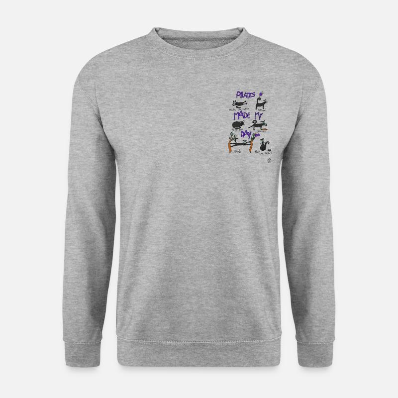 Squiti die schwarze Katze macht Pilates - Unisex Pullover - Weißgrau meliert