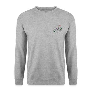 Hands of Flowers - Unisex Pullover - Weißgrau meliert - Vorne - Alina (178cm) & Michal (187cm)