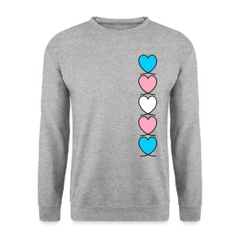 Transgender Herzen transsexuell trans* Herz trans - Unisex Pullover - Weißgrau meliert - Vorne - Alina (178cm) & Michal (187cm)