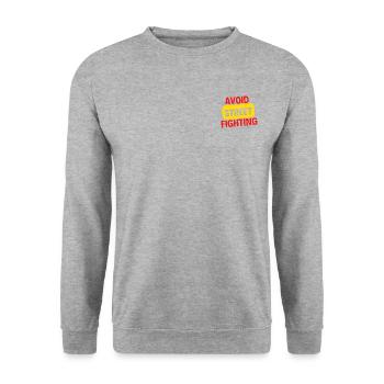 AVOID STREET FIGHTING - Unisex Sweatshirt - salt & pepper - Front - Alina (178cm) & Michal (187cm)