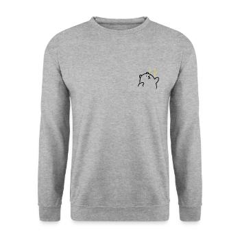 Bär Teddy süß doodle kuscheln Sterne cool - Unisex Pullover - Weißgrau meliert - Vorne - Alina (178cm) & Michal (187cm)