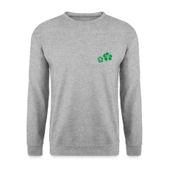 Grüner Hibiskus - Unisex Pullover - Weißgrau meliert - Vorne - Alina (178cm) & Michal (187cm)