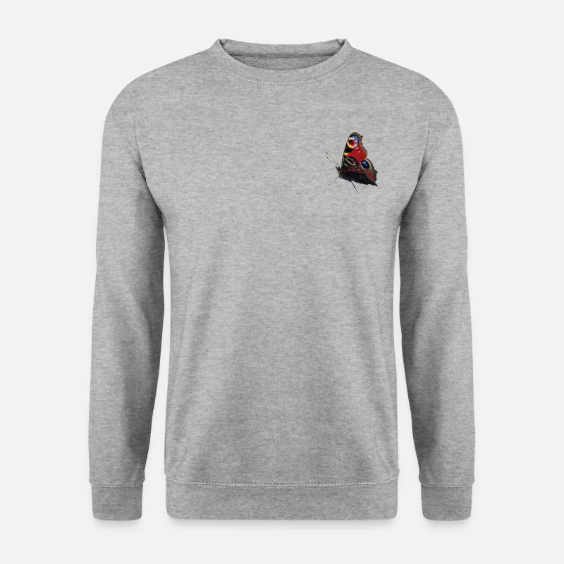 Schmetterling Pfauenauge - Unisex Pullover - Weißgrau meliert