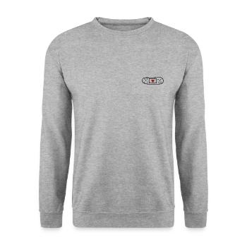 Pflaster Herz Doodle - Unisex Pullover - Weißgrau meliert - Vorne - Alina (178cm) & Michal (187cm)