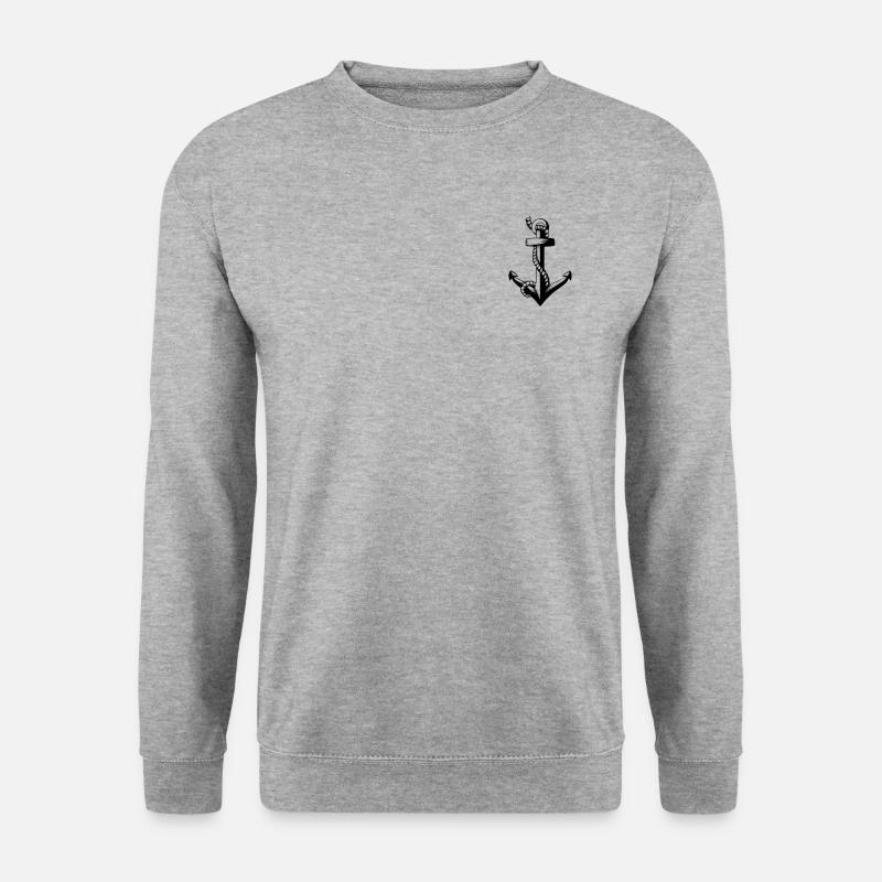 Anker mit Seil - Unisex Pullover - Weißgrau meliert