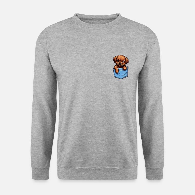 Pocket Puppy Charm - Unisex Pullover - Weißgrau meliert