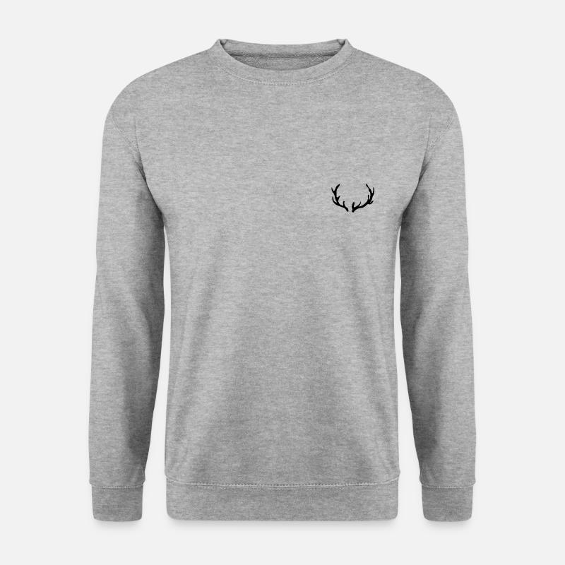 Geweih Hirsch Jagen Wald - Unisex Pullover - Weißgrau meliert