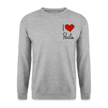 pasta lover, nudeln, pasta, liebe, essen - Unisex Pullover - Weißgrau meliert - Vorne - Alina (178cm) & Michal (187cm)