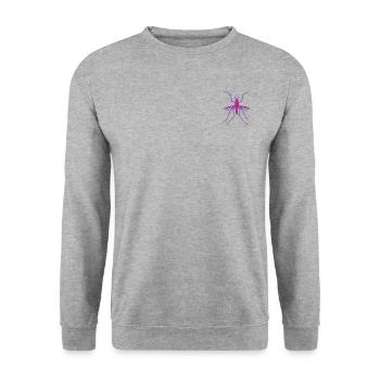 Mücke 3D Optik - Unisex Pullover - Weißgrau meliert - Vorne - Alina (178cm) & Michal (187cm)