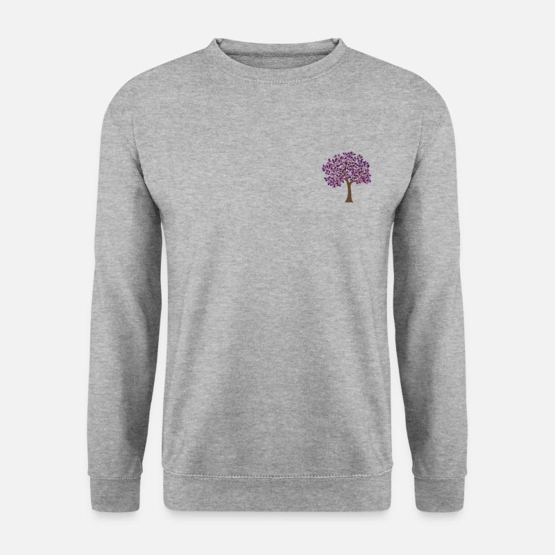 violetter Baum - Unisex Pullover - Weißgrau meliert