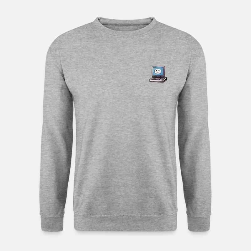 Lachender Comic-Computer - Unisex Pullover - Weißgrau meliert