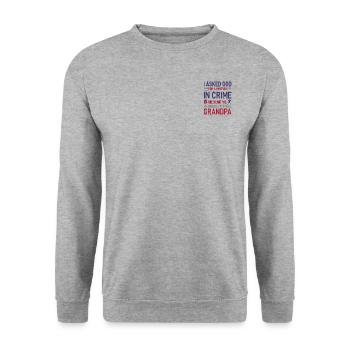 FoundLux, HE SEND ME MY AMERICAN FOOTBALL GRANDPA - Unisex Pullover - Weißgrau meliert - Vorne - Alina (178cm) & Michal (187cm)