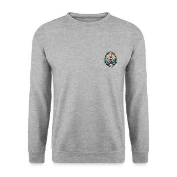 Tattoo Design Leuchtturm - Unisex Pullover - Weißgrau meliert - Vorne - Alina (178cm) & Michal (187cm)