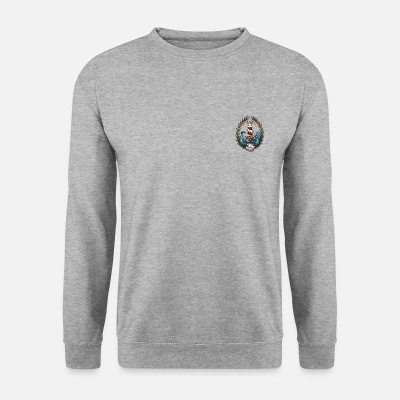 Tattoo Design Leuchtturm - Unisex Pullover - Weißgrau meliert