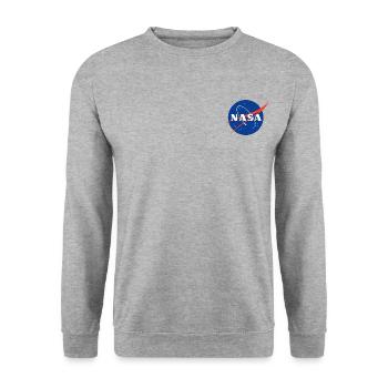 NASA Logo Classique Comme Logo De Poitrine - Sweat-shirt Unisexe - gris chiné - Devant - Alina (178cm) & Michal (187cm)