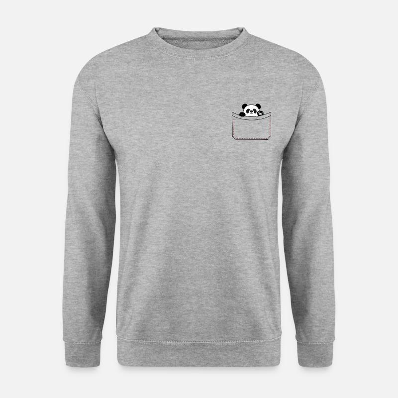 Panda-Tasche - Unisex Pullover - Weißgrau meliert