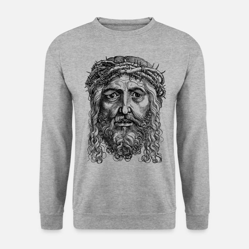 Jesus - Unisex Pullover - Weißgrau meliert