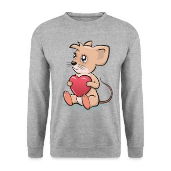 Coeur Amour Saint Valentin Souris Idée de cadeau - Sweat-shirt Unisexe - gris chiné - Devant - Alina (178cm) & Michal (187cm)