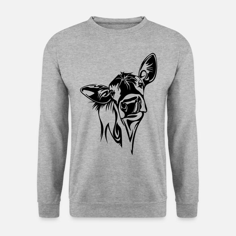 Kuh - Unisex Pullover - Weißgrau meliert