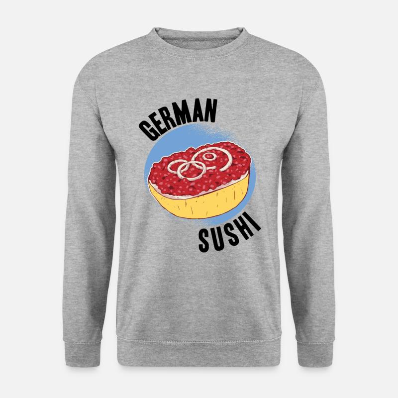 German Sushi Mett Gehacktes Hackepeter Hack - Unisex Pullover - Weißgrau meliert