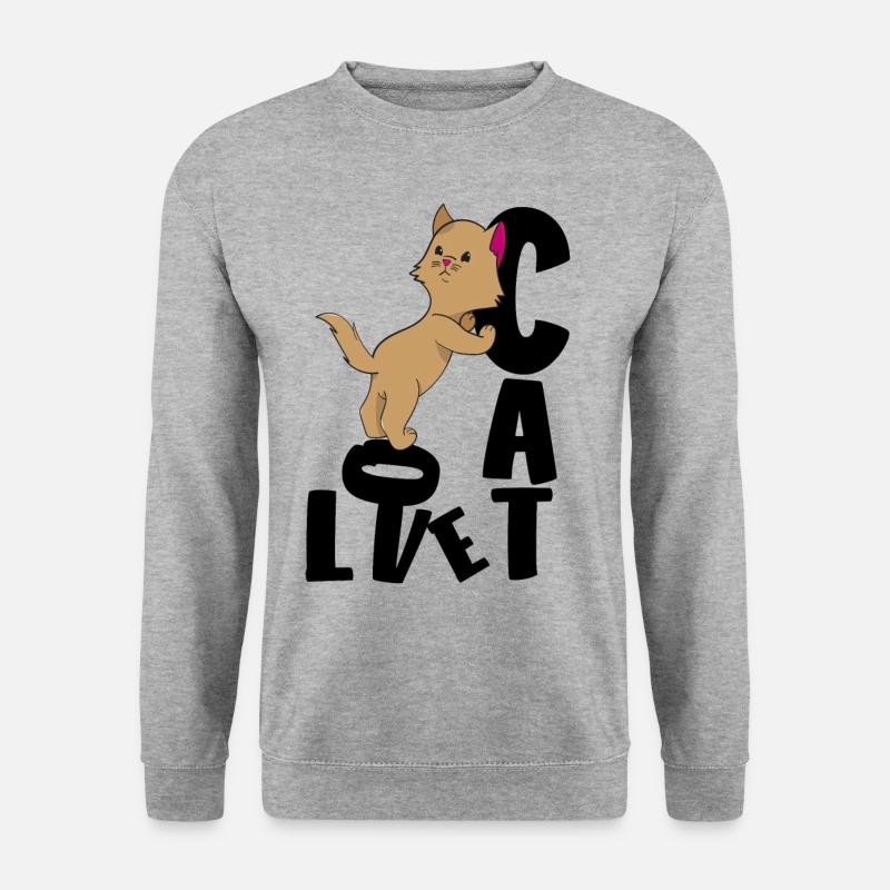 Katze Liebe Mietzekatze - Unisex Pullover - Weißgrau meliert