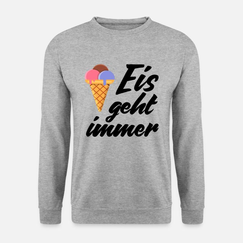 Eis geht immer Eiscreme lustig Spruch Sommer Ice - Unisex Pullover - Weißgrau meliert