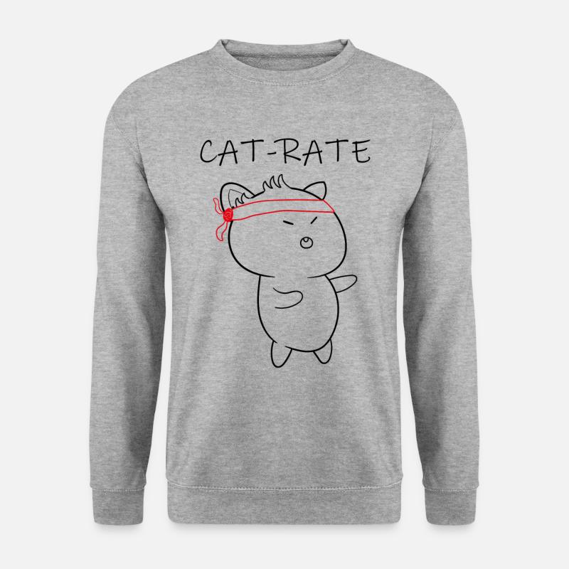 Katze Karate, Cat-Rate - Unisex Pullover - Weißgrau meliert