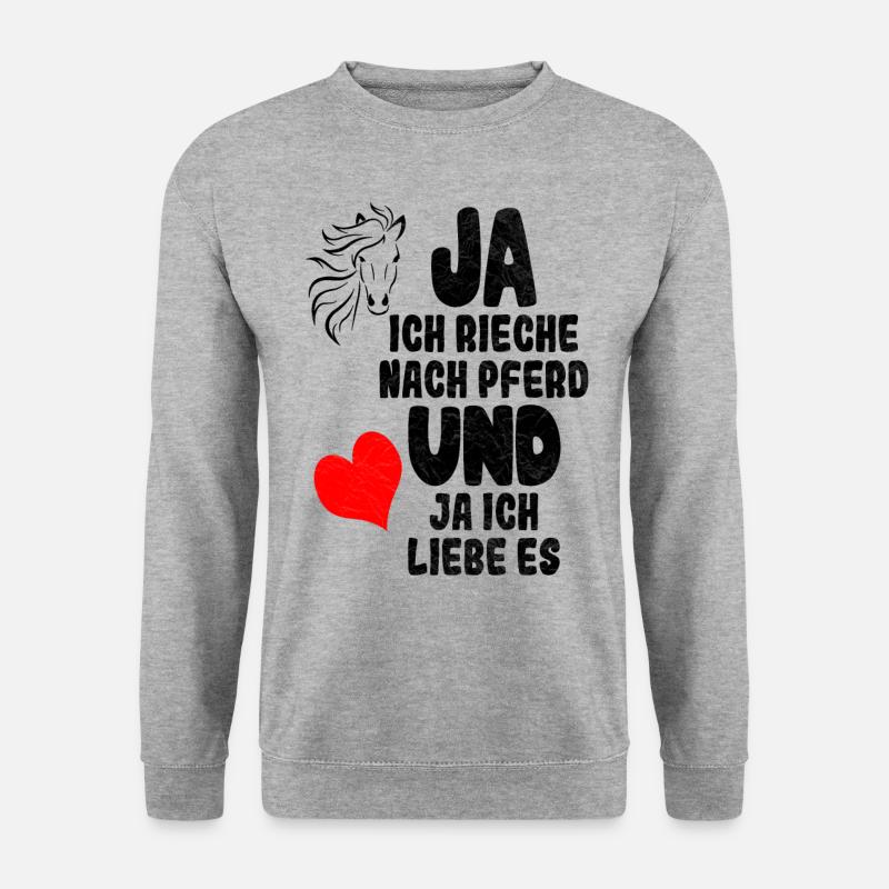 Pferd Pferdekopf Pferdeliebhaber Pferdespruch love - Unisex Pullover - Weißgrau meliert