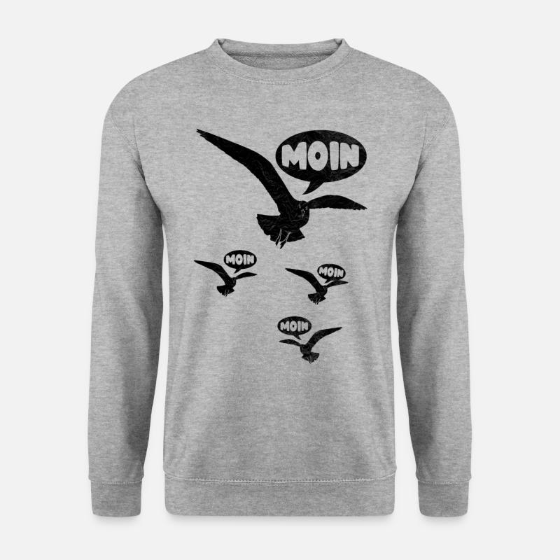 Die Möwen sind los Moin Möwe Norddeutschland - Unisex Pullover - Weißgrau meliert