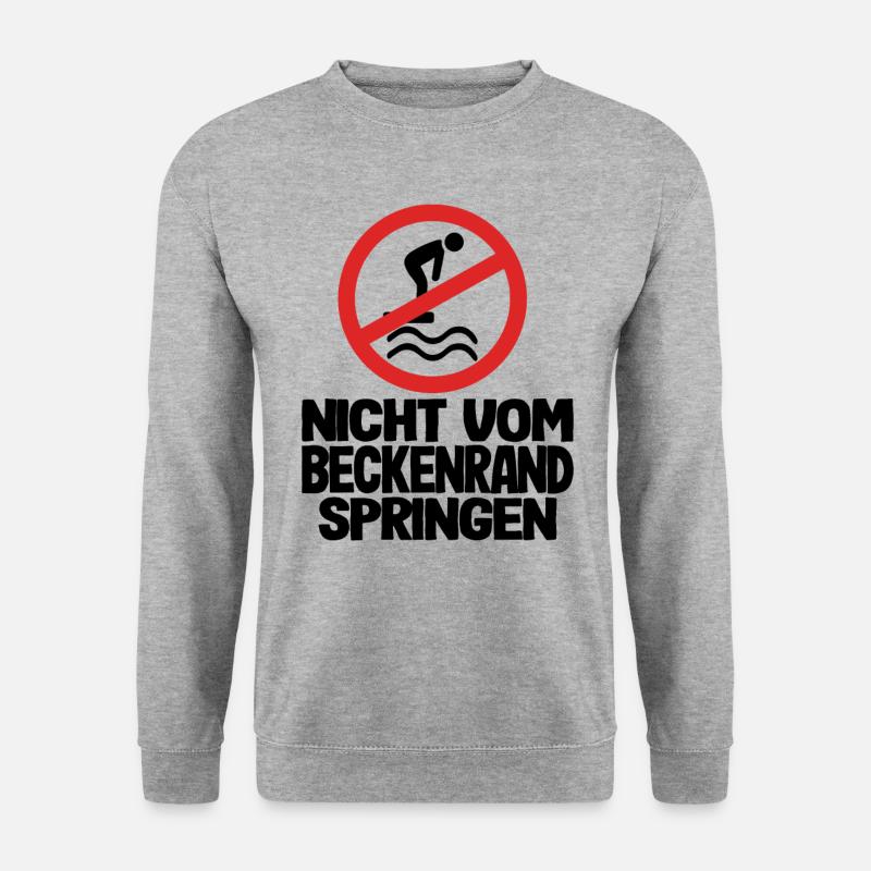 Bademeister Nicht vom Beckenrand springen Spruch - Unisex Pullover - Weißgrau meliert
