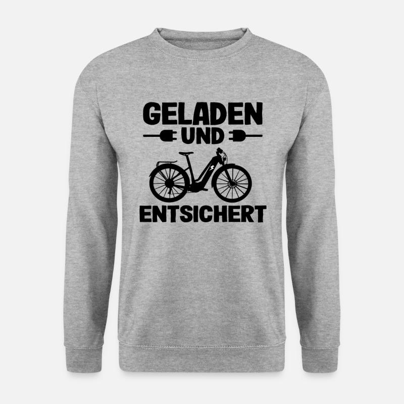 E-Bike Ebike Elektrofahrrad Lustig Spruch Opa Oma - Unisex Pullover - Weißgrau meliert