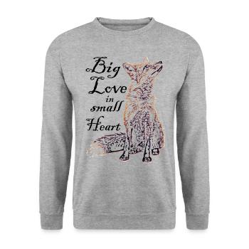 Kleiner Fuchs Mit Viel Liebe Im Herzen - Unisex Pullover - Weißgrau meliert - Vorne - Alina (178cm) & Michal (187cm)