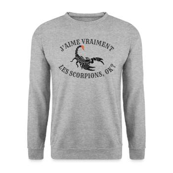I Love Scorpions OK? – Scorpion mignon et drôle - Sweat-shirt Unisexe - gris chiné - Devant - Alina (178cm) & Michal (187cm)