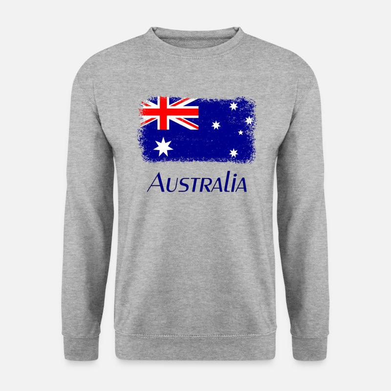 Australien, Flagge, Flag from Australia - Unisex Pullover - Weißgrau meliert