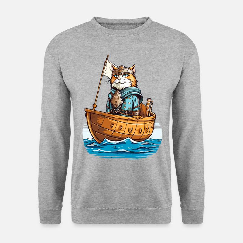 Wikinger-Katze 1 - Unisex Pullover - Weißgrau meliert