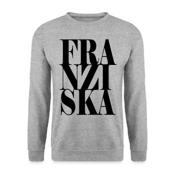 Franziska Name Vorname Moderne Schrift Wort Art - Unisex Pullover - Weißgrau meliert - Vorne - Alina (178cm) & Michal (187cm)