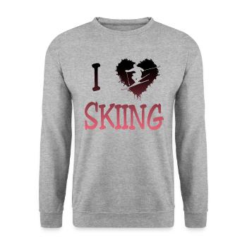 i love skiing - Unisex Pullover - Weißgrau meliert - Vorne - Alina (178cm) & Michal (187cm)