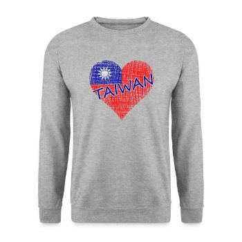 Taiwan Heart - Unisex Pullover - Weißgrau meliert - Vorne - Alina (178cm) & Michal (187cm)