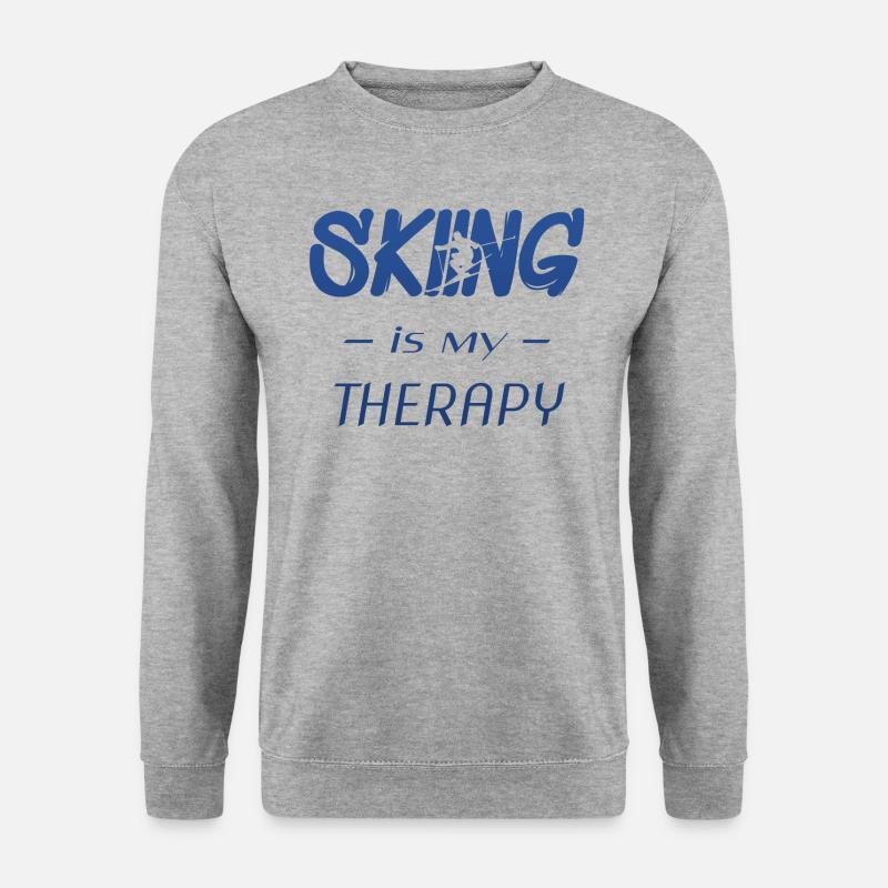 skiing is my therapy - Unisex Pullover - Weißgrau meliert