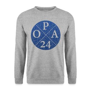 Opa 24 Opa24 OPA24 Opa2024 - Unisex Pullover - Weißgrau meliert - Vorne - Alina (178cm) & Michal (187cm)