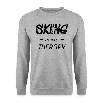 skifahren, ski, skiing is my therapy - Unisex Pullover - Weißgrau meliert - Vorne - Alina (178cm) & Michal (187cm)