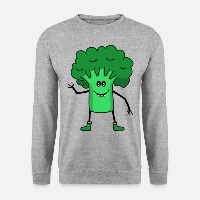 Brokkoli Gemüse Garten Küche Speise Vegetarisch - Unisex Pullover - Weißgrau meliert