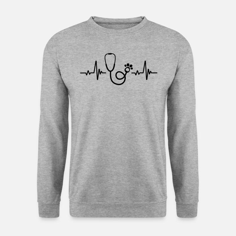 Stethoskop-Pulsfrequenz - Tierarzt - Unisex Pullover - Weißgrau meliert