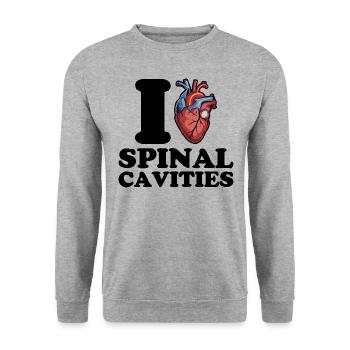 I love spinal cavities - Unisex Sweatshirt - salt & pepper - Front - Alina (178cm) & Michal (187cm)