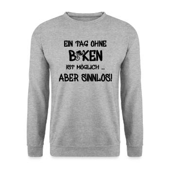 Biken - Spruch für Biker Fahrrad - Unisex Pullover - Weißgrau meliert - Vorne - Alina (178cm) & Michal (187cm)