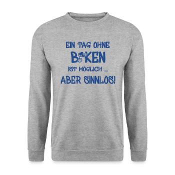 biken, spruch für biker - Unisex Pullover - Weißgrau meliert - Vorne - Alina (178cm) & Michal (187cm)