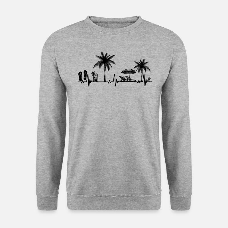 Herzschlag Palme Glas Flipp Flop Sommer Liebhaber - Unisex Pullover - Weißgrau meliert