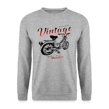 Mofa Moped Mokick Kult Vintage - Unisex Pullover - Weißgrau meliert - Vorne - Alina (178cm) & Michal (187cm)